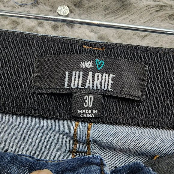 Lularoe Jeans Womens 30 Medium Wash Stretch Mid Rise Distressed Shaping Skinny - Picture 5 of 14